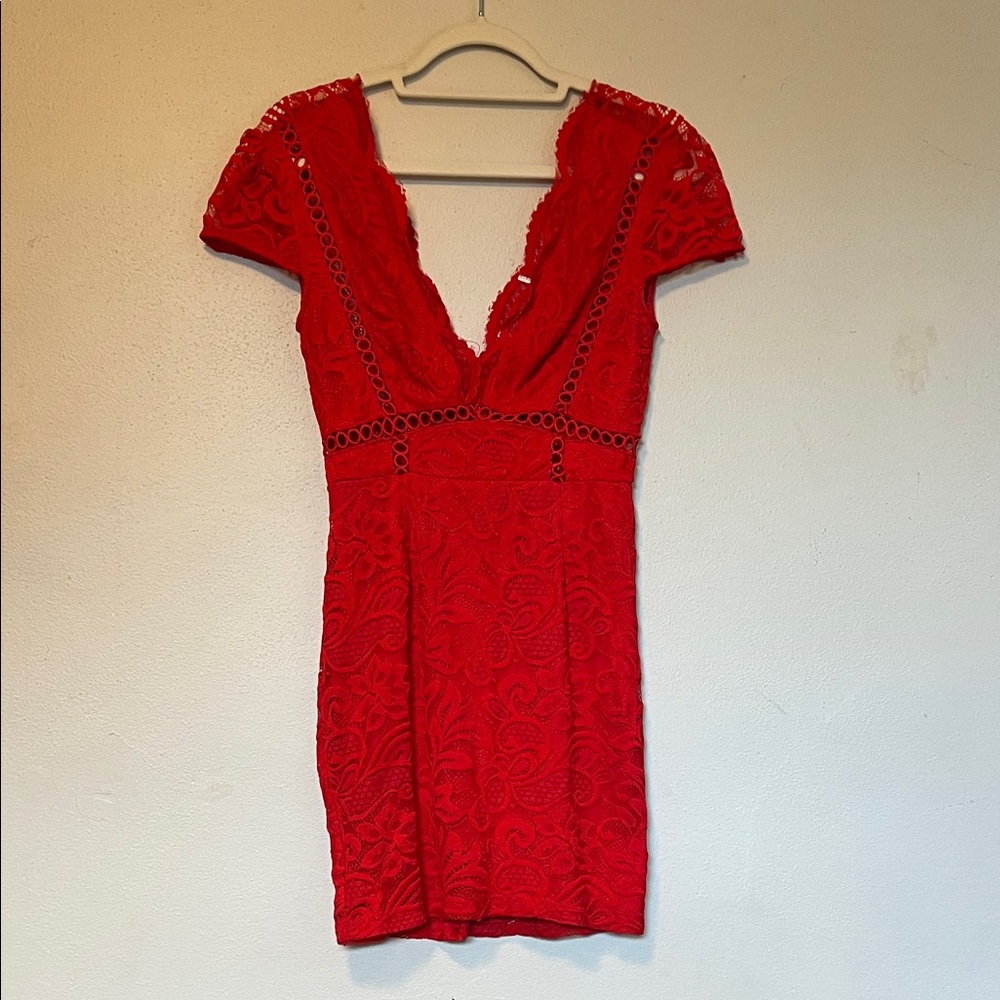 Elegant Red Lace Dress